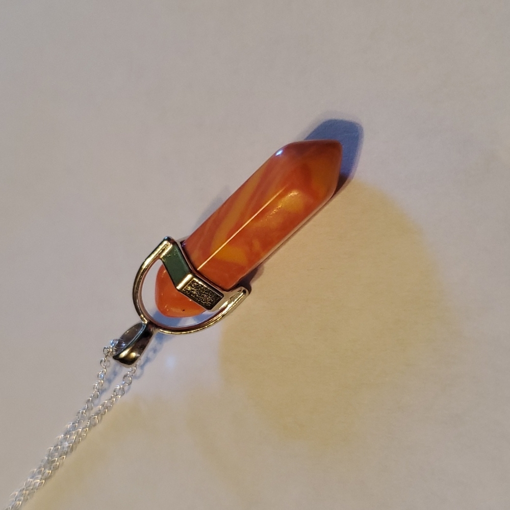 (3 for $15) Orange Glass Crystal Necklace